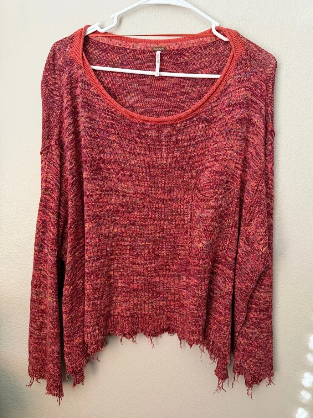 Free people linen blend Prism Spacedye Sweater Women’s XS Oversized Boho Beachy - Picture 2 of 6